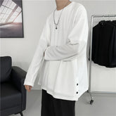Threebooy Mens Clothing Original Oversized T-shirt Long Sleeve T-Shirt Streetwear Vintage Boxy Tee Harajuku Fashion Clothes Tops Tees